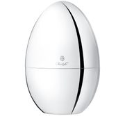 Christofle MOOD BY CHRISTOFLE 24 Pieces in a glossy egg-shaped container with logo; holds a 24-piece silver-plated flatware set for elegant dining.