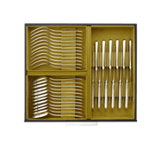 Christofle Storage Chest with 2 Drawers, neatly holds flatware in velvet-lined compartments, designed for organizing and protecting up to 84 pieces of cutlery.