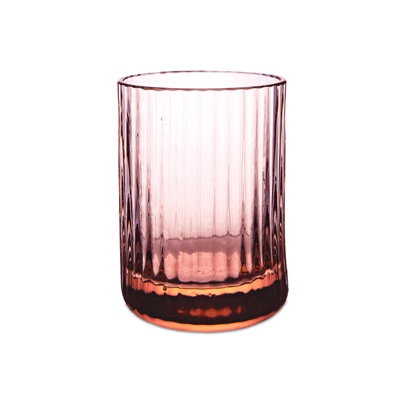 Match | Bembo Glassware - Shot Glass Rose Quartz, featuring a heavy base and straight profile, ideal for spirits or candles. Mouth-blown design with unique variations.