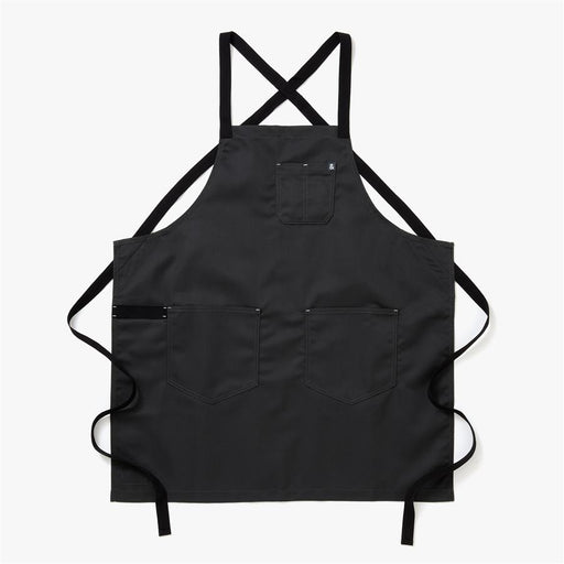 Hedley & Bennett | All Day Crossback Apron features a solid black design with X-style straps, chest, and large pockets, ideal for chefs and home cooks.