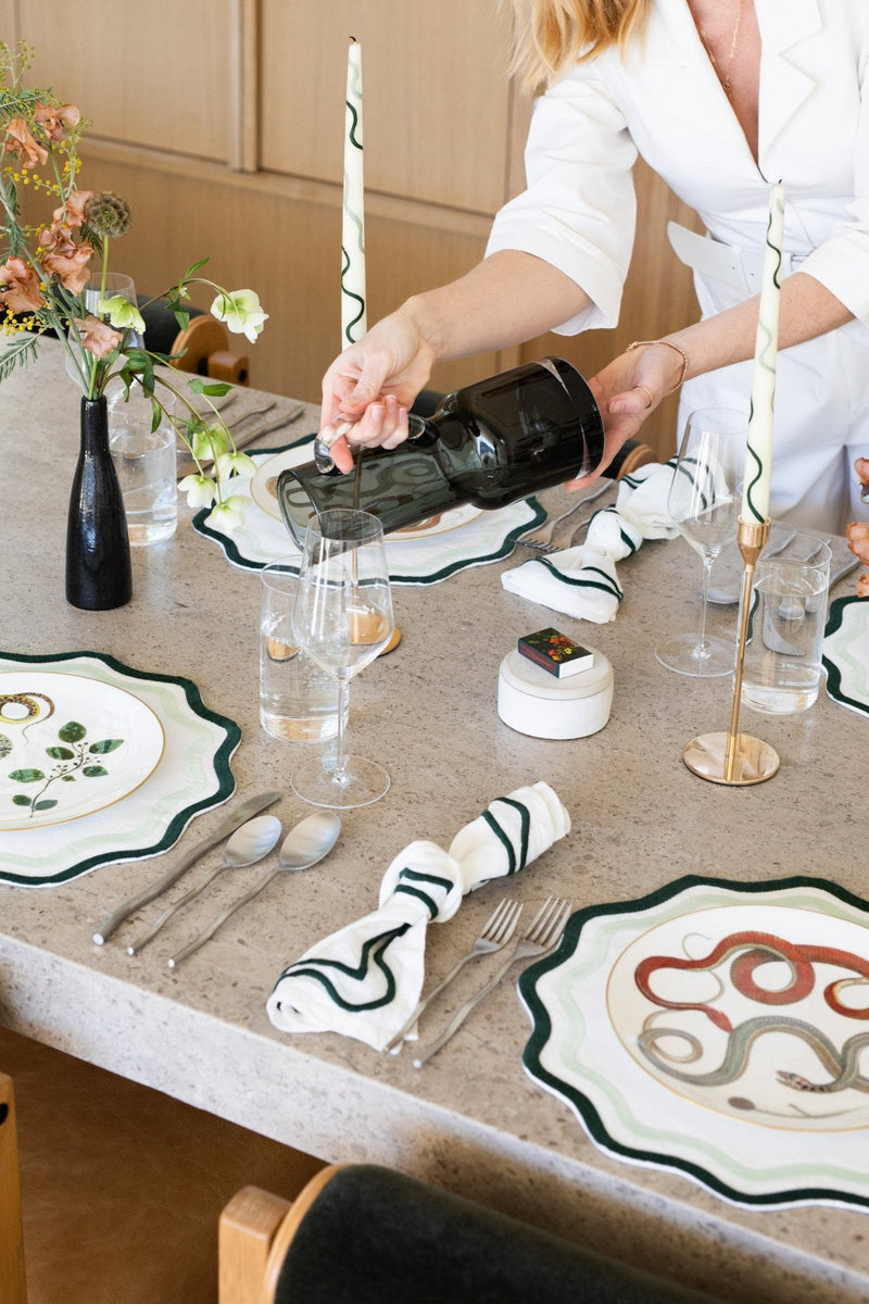 Misette | Colorblock Embroidered Linen Napkins, Amber