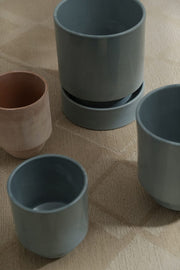 Bergs Potter | Hoff Glazed Collection - 3.1 in-8 cm - Misty Blue - Pot, showcasing a minimalistic, modular design with raw terracotta and glazed earthenware craftsmanship.