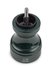 Peugeot | Bistro Pepper Mill, Forest Green, features an exposed grinding mechanism and adjustable knob, crafted from sustainably sourced wood for fine-dining enthusiasts.