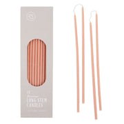 The Floral Society | Long Stem Beeswax Candles, Blossom: Boxed set of 12 peachy-pink taper candles, with loose samples, ideal for intimate dinners and quiet rituals.
