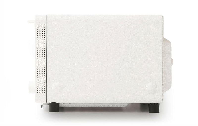 BALMUDA | The Toaster - White, featuring a sleek, perforated design, optimizes toasting with advanced steam technology for perfect bread and pastry results.