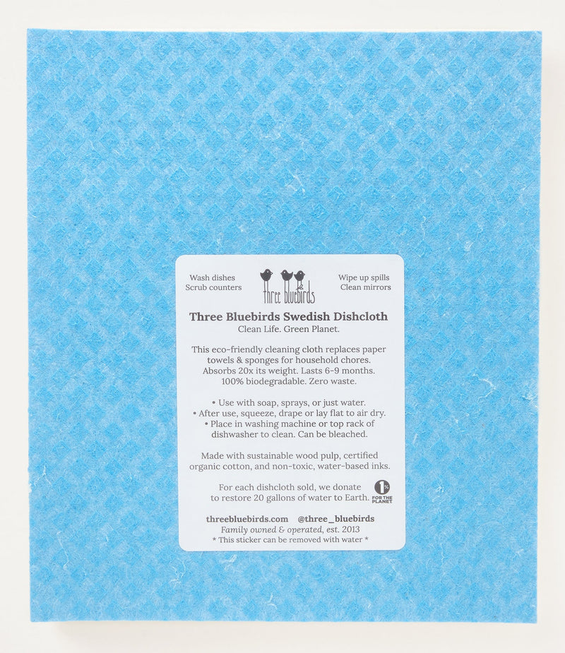 Three Bluebirds Swedish Dishcloths | Frosty Friends on Blue Swedish Dishcloth