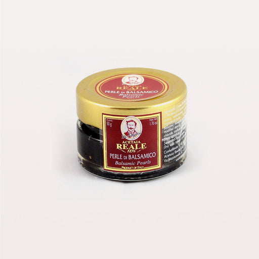 Reale | Balsamic Pearls - Classic in a small jar, showcasing gourmet balsamic vinegar pearls, ideal for enhancing culinary creations.