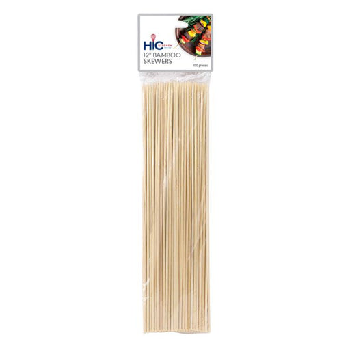 Harold Imports | Bamboo Skewers - 12 in: Ideal for grilling and cocktail garnishes, durable bamboo construction, eco-friendly, suitable for oven and grill use.