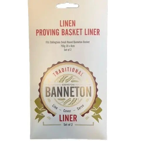 Banneton | Linen Proofing Basket Liner (Small, Round) set, designed for a 20x8 cm banneton, ideal for maintaining dough moisture and airflow.