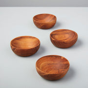 Be Home | Teak Round Bowls Set of 4, handcrafted from sustainable teak, ideal for mise en place, snacks, or storing small items.