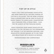 Bespoke Provisions Swedish Dishcloths - Potted Plants, featuring black text on white paper, emphasize eco-friendly, hygienic cleaning for various surfaces, available at Athens Cooks.