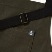 Hedley & Bennett Big Apron, Olive Green, Black Straps — construction detail