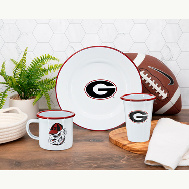 Crow Canyon Home | U of Georgia Enamelware Dinner Plate, Red Rim