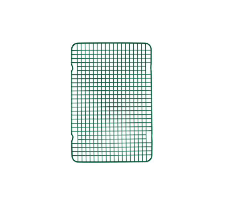 Great Jones | Big Chill - Blueberry, a cooling rack designed for optimal baking and roasting, featuring a green grid pattern for uniform cooling and easy cleanup.