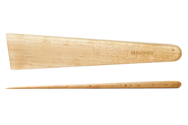 Big Tera Scraper - Hard Maple, a durable hardwood kitchen tool, ideal for flipping, chopping, and scraping, designed for effective use in cast iron or non-stick cookware.