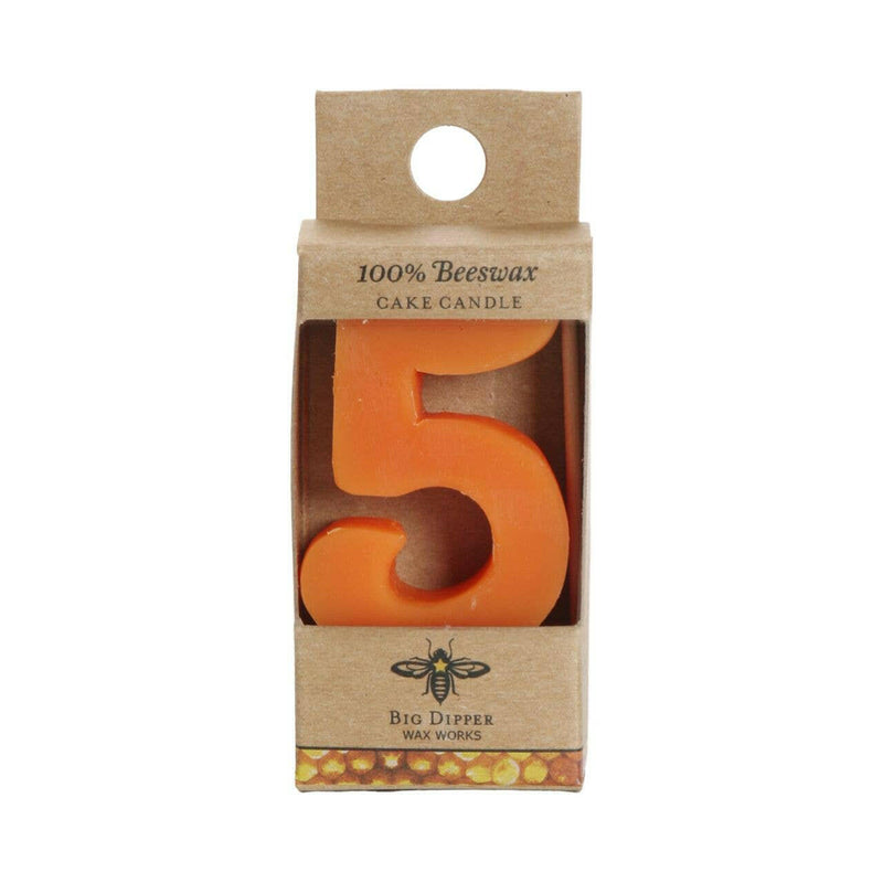 Big Dipper Wax Works | Birthday Number Cake Candles - Star, crafted from pure beeswax with a wooden pick, perfect for toxin-free celebrations.