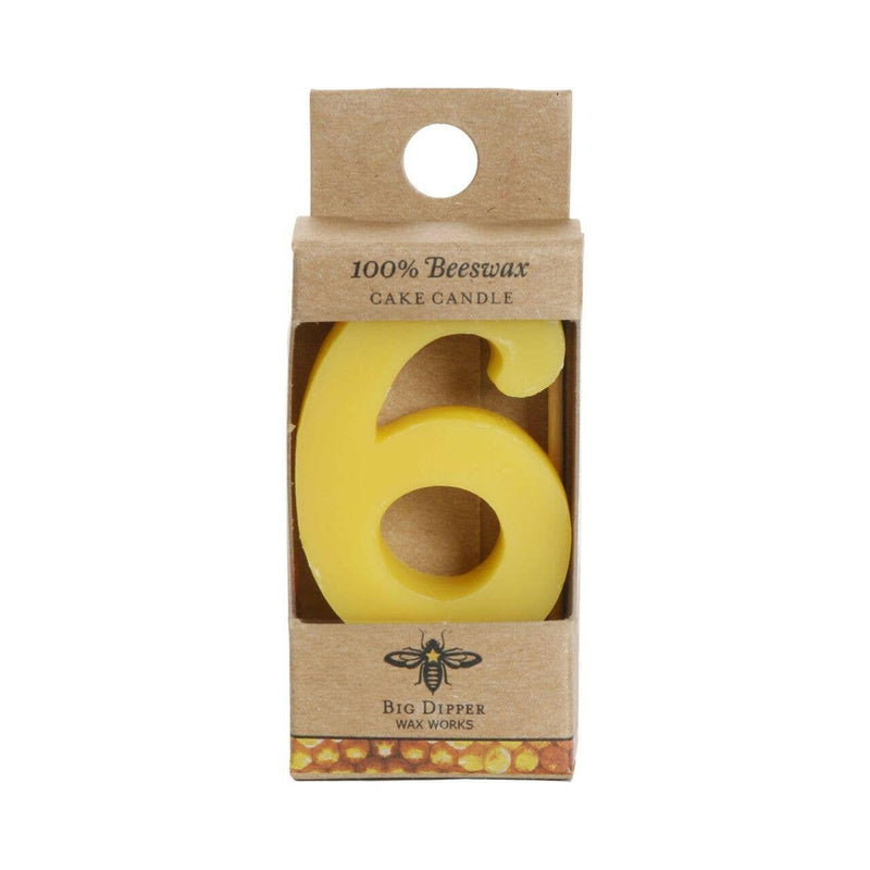 Big Dipper Wax Works Birthday Number Cake Candle with a wooden pick, featuring a yellow star design, perfect for toxin-free, festive celebrations.