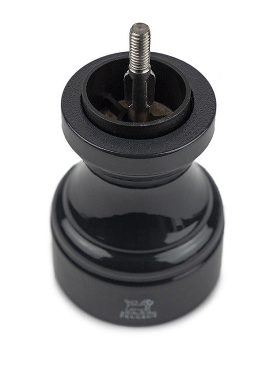 Peugeot | Bistro Pepper Mill 4 Inches, Slate Grey, showcasing its classic design and adjustable grinding mechanism, perfect for enhancing any kitchen setting.