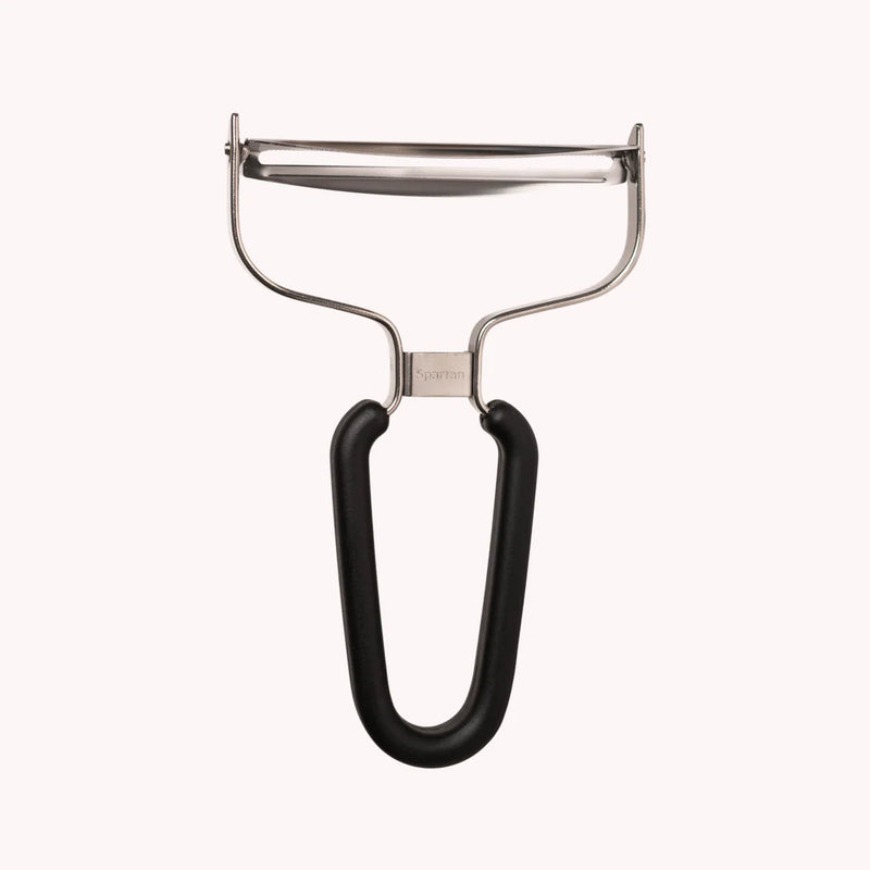 Spartan Kitchen | Spartan Slicer (Black) - A Y-style peeler with a stainless-steel blade and black handle, designed for effortless, precise vegetable slicing and cheese shaving.