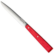 Opinel | Bon Appetit Steak Knife, Red, featuring a straight stainless-steel blade and riveted red handle, ideal for precise cutting at any table setting.