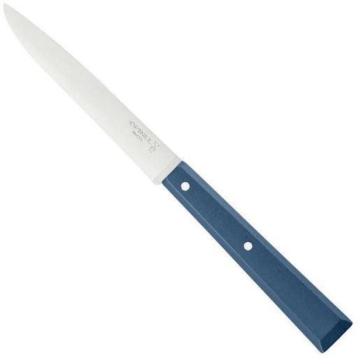 Opinel | Bon Appetit Steak Knives - Pepper: A slim-bladed utility knife with a stainless steel blade and blue riveted handle, ideal for precise kitchen tasks.