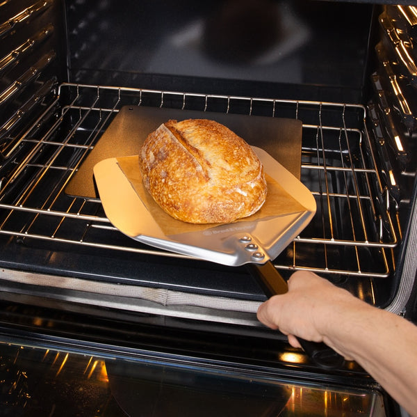 Brod & Taylor Metal Bread Peel, a sleek kitchen tool ideal for safely transferring bread, aligning with Athens Cooks' curated bakeware collection.