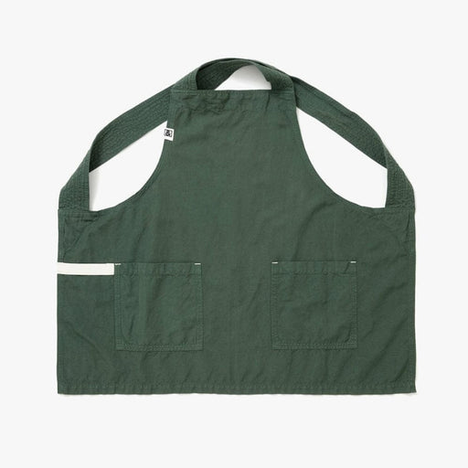 Hedley & Bennett | Smock - Broccolini apron, featuring wide neck straps, two large front pockets, and a white-trimmed side pocket, ideal for kitchen use.
