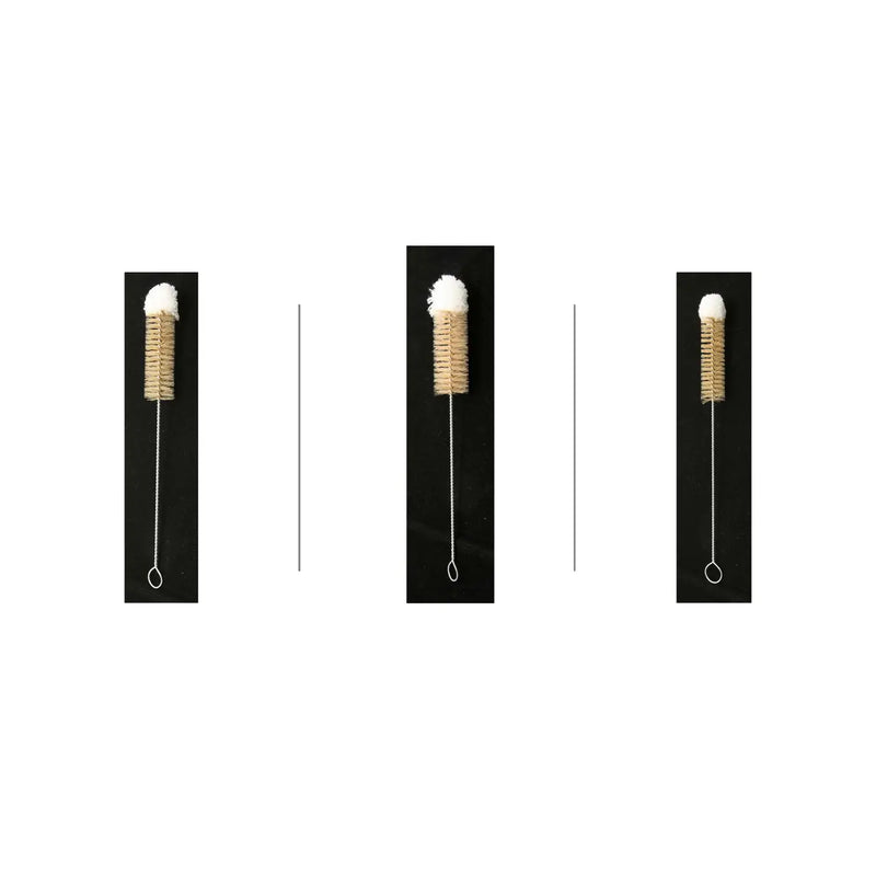 Haug Bersten | Soft Cotton Tipped Brush Set (Small, Medium, Large) for cleaning delicate glassware and tight spaces, featuring galvanized wire handles and natural fiber bristles.