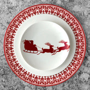 Caskata | Sleigh Canapes | Set of 4 featuring Santa and reindeer design on porcelain plates, ideal for festive holiday serving from Athens Cooks.
