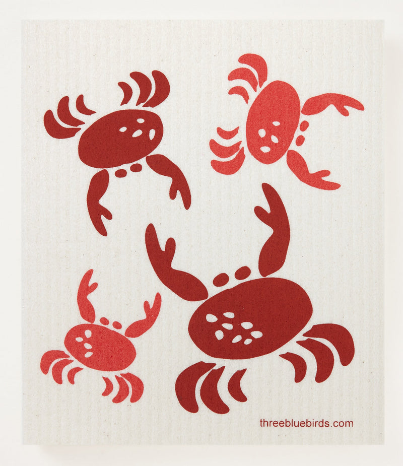 Three Bluebirds Swedish Dishcloths | Coral Crabs Swedish Dishcloth