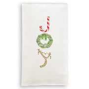 French Graffiti | Candy Cane Joy - White Guest Towel featuring joy embroidery, perfect for adding elegance and functionality to any guest bathroom with premium linen.