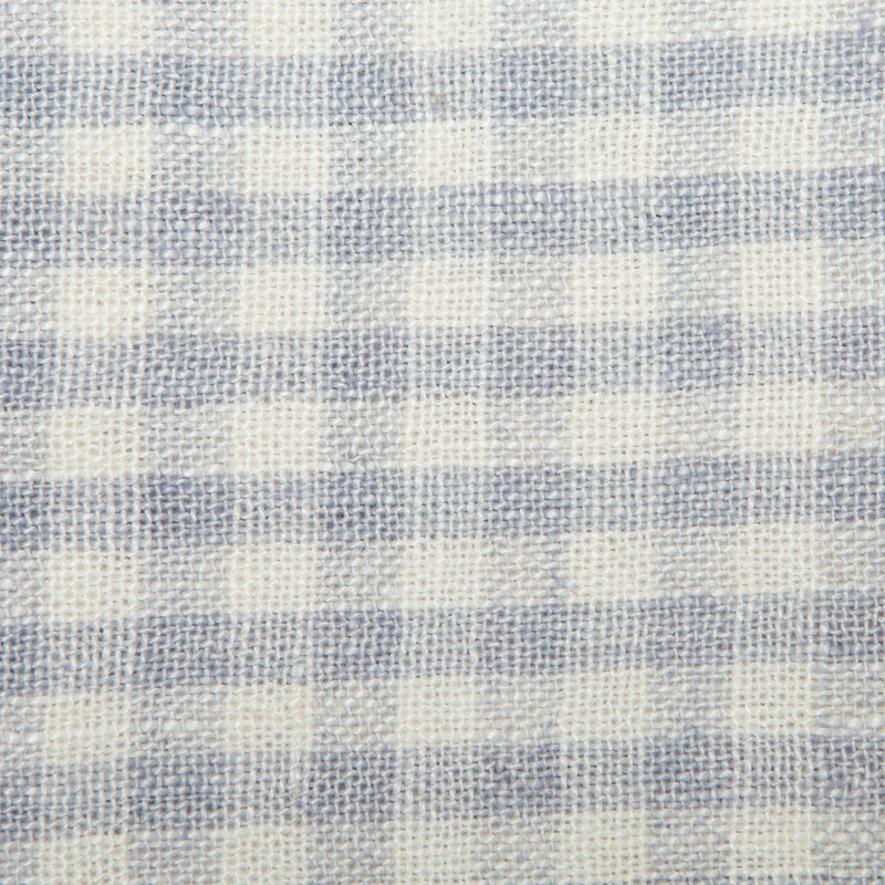 Caravan Home's 20 x 30 Gingham Blue & Cognac Towels showcase a close-up of lightweight linen fabric with a two-tone gingham pattern, perfect for stylish kitchen settings.