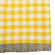 Caravan Home | 20 x 30 Gingham Dijon & Grey Towels, featuring a yellow and white check pattern with a contrasting gray border, ideal for kitchen decor.