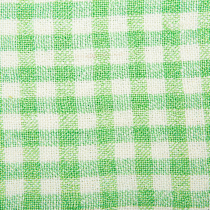Close-up of Caravan Home 20 x 30 Lime & Aqua Towels, featuring a detailed green-and-white gingham pattern, showcasing intricate weaving and craftsmanship.