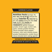 Spicewalla | Carolina Mustard BBQ Rub nutrition label with 110 servings, featuring ingredients like mustard powder, brown sugar, and hickory smoke. Ideal for wings and pork chops.