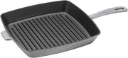 STAUB Cast Iron Square Grill Pan in Graphite Grey, perfect for indoor grilling with even heat distribution and authentic grill marks, ideal for Athens Cooks' curated kitchen collection.