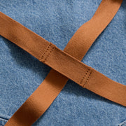 Hedley & Bennett All Day Crossback Apron, Cedar Blue Denim — fabric and construction detail
