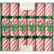Hester & Cook | Christmas Crackers - Candy Cane, featuring surprises like honeycomb balls, confetti, gold crowns, and conversation cards, perfect for festive dining and celebrations.