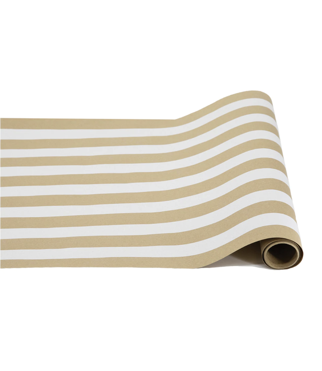 Hester & Cook Classic Stripe Runners - Kraft White, a versatile paper table runner ideal for elegant dining settings or creative gift wrapping, enhancing any table decor.