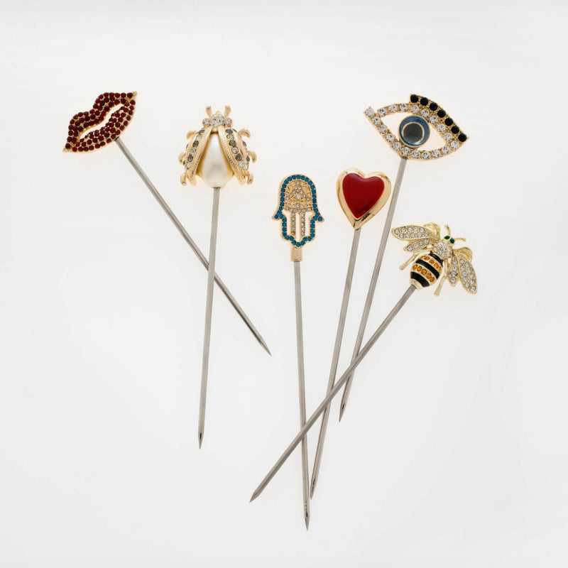 Joanna Buchanan | Cocktail Picks - Bee set, showcasing intricate bee-themed designs, perfect for elevating any cocktail presentation in your kitchen or bar setting.
