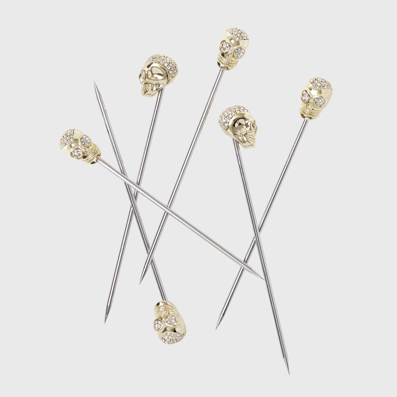 Joanna Buchanan | Cocktail Picks - Bee, featuring a detailed gold skull design, ideal for enhancing your barware collection with a touch of artistic flair.