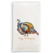 Watercolor turkey design on a French Graffiti Natural Guest Towel, ideal for adding style and functionality to your home décor.