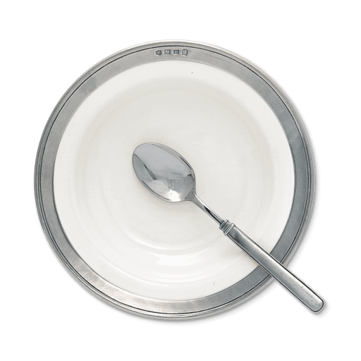 Match | Convivio Dinner Collection - Soup Pasta Bowl with a sleek spoon on a plate, showcasing elegant design for refined dining experiences.