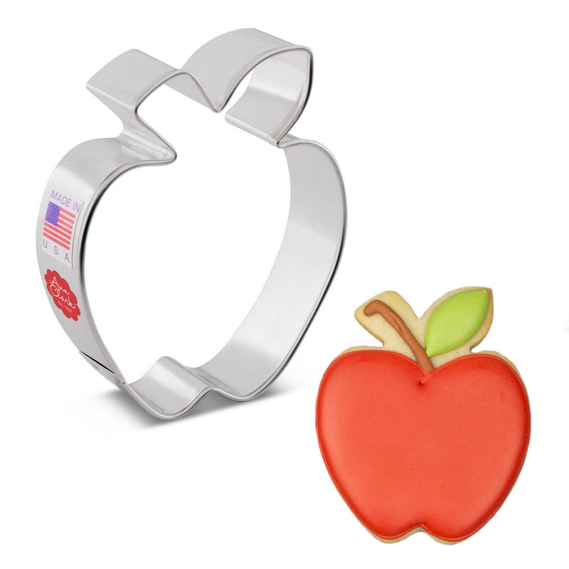 Ann Clark Apple cookie cutter, metal shape for crafting apple-shaped cookies. Ideal for baking projects, offered by Athens Cooks, enhancing baking experiences.
