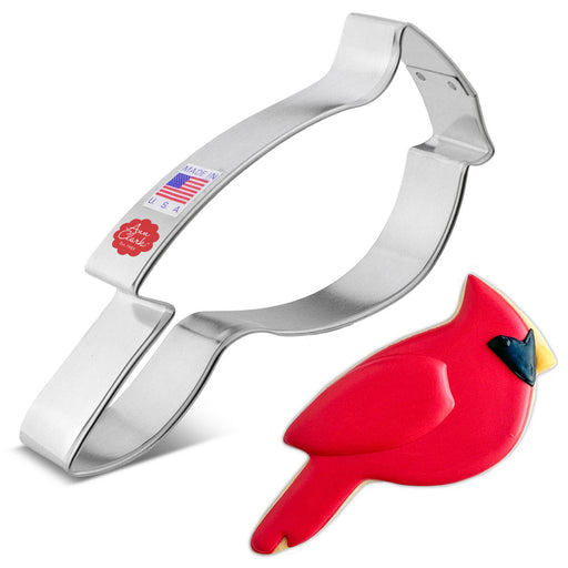Ann Clark Cardinal cookie cutter, fish-shaped, designed for bird-themed baking. Proudly crafted by America's largest cookie cutter manufacturer, enhancing holiday baking projects.