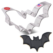 Ann Clark | Cookie Cutters - Halloween Bat, featuring a bat-shaped cookie cutter and matching cookie, perfect for enhancing festive baking projects.