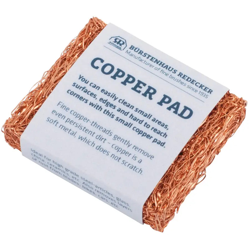 Redecker | English Copper Pad for cleaning stubborn grime on high-grade metals and ceramics, ideal for precise, scratch-free scrubbing. Eco-friendly and 100% recyclable.