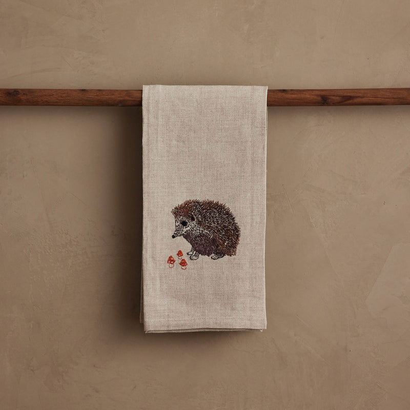Coral & Tusk | Hedgehog with Mushrooms Tea Towel