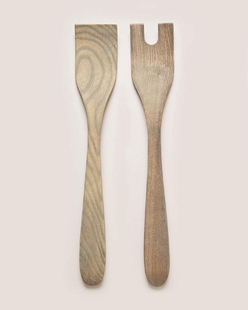 Farmhouse Pottery | Crafted Salad Servers - Grey, handcrafted from New England ash, showcasing artisanal design perfect for tossing and serving salads, aligning with Athens Cooks' curated kitchen collection.