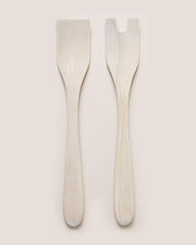 Handcrafted New England ash salad servers by Farmhouse Pottery, showcasing artisanal design and functionality, perfect for enhancing your dining experience at Athens Cooks.
